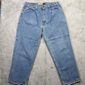 Levi Strauss Signature Mens Loose Pleated Light Wash Denim Jeans Size 40x30